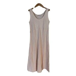 Cut Loose 100% Linen Tank Midi Dress SZ L Sleeveless Scoop Neck Pastel Pale Pink